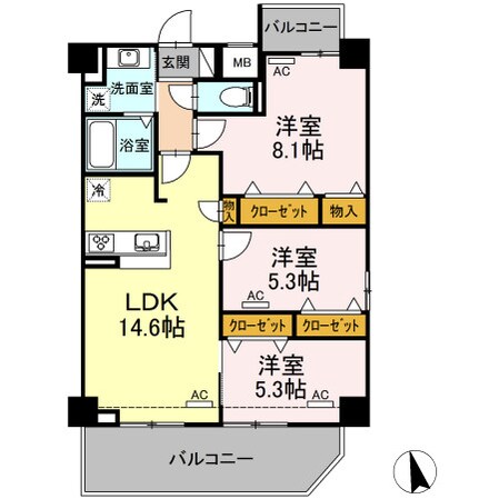 アルバグランデ三ツ矢橋の物件間取画像